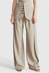 Pantalones elegantes de cintura alta - Beige